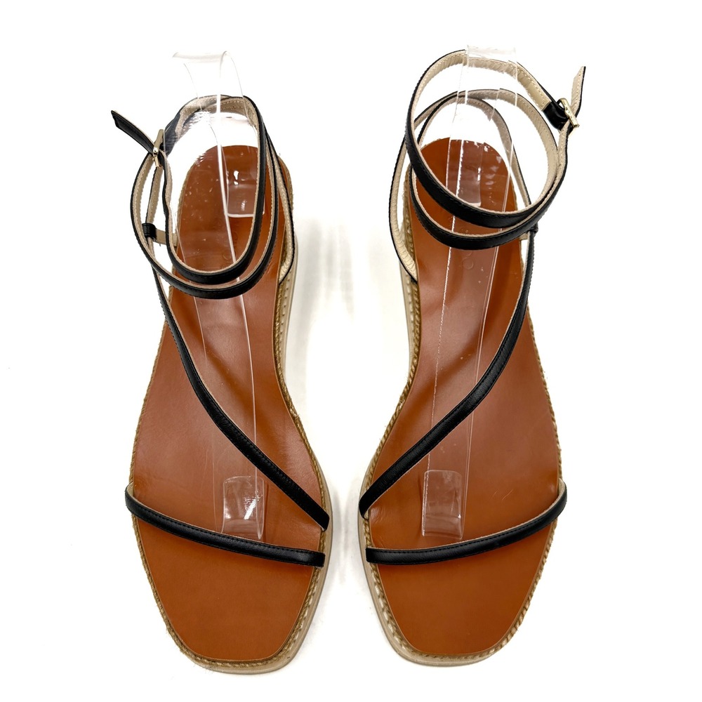 Jimmy Choo Drive 60 Espadrille Wedge Sandals Black Nappa Leather Sz 39.5 / 9.5 - Picture 4 of 10